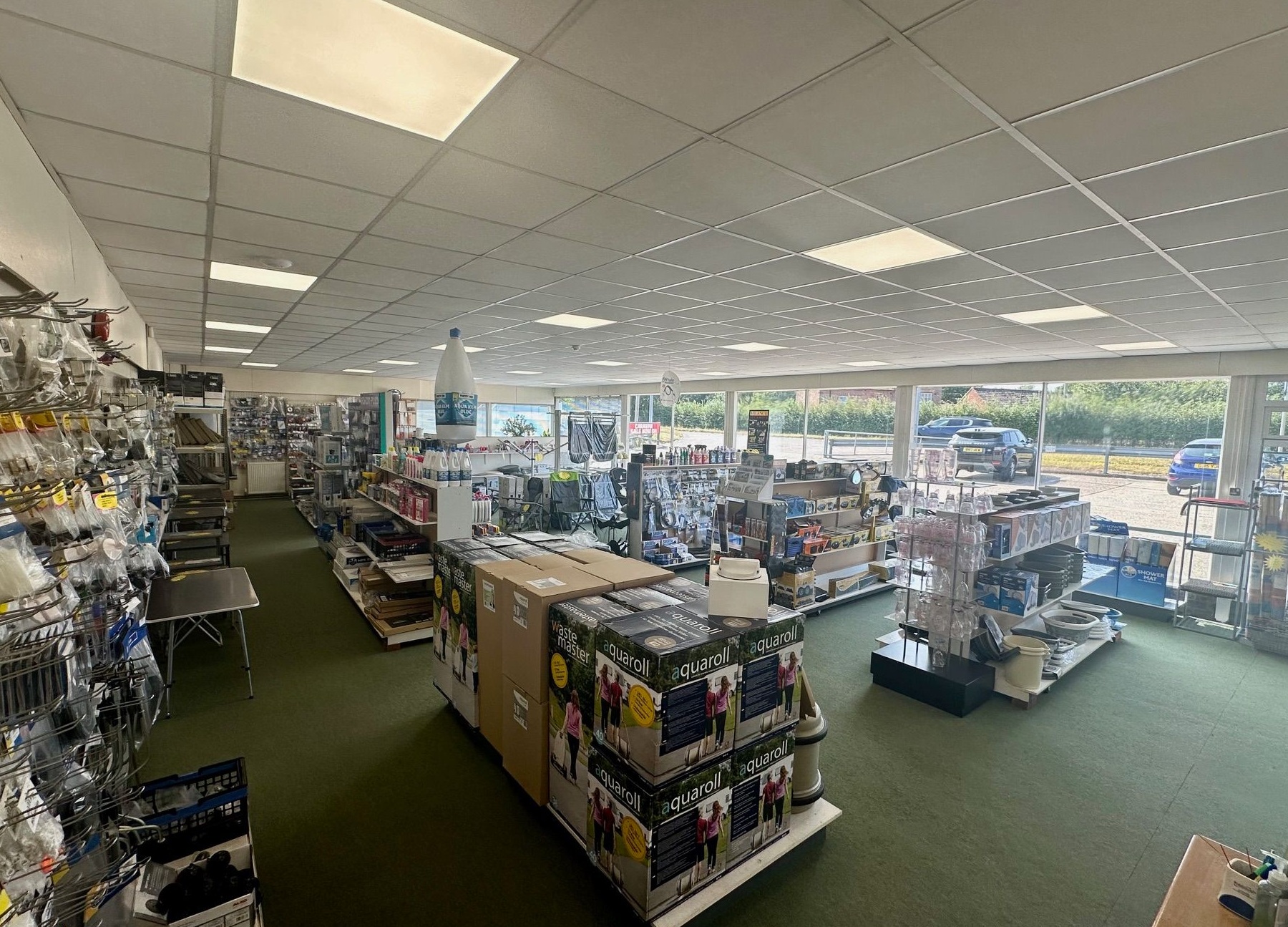 Accessory shop shelves at Norwich Caravans